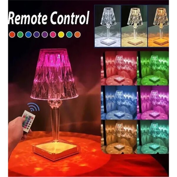 Kristal Abajur LED Kumandalı Ve Dokunmatik Masa Lambası Şık Tasarımlı Fonksiyonel Ürün