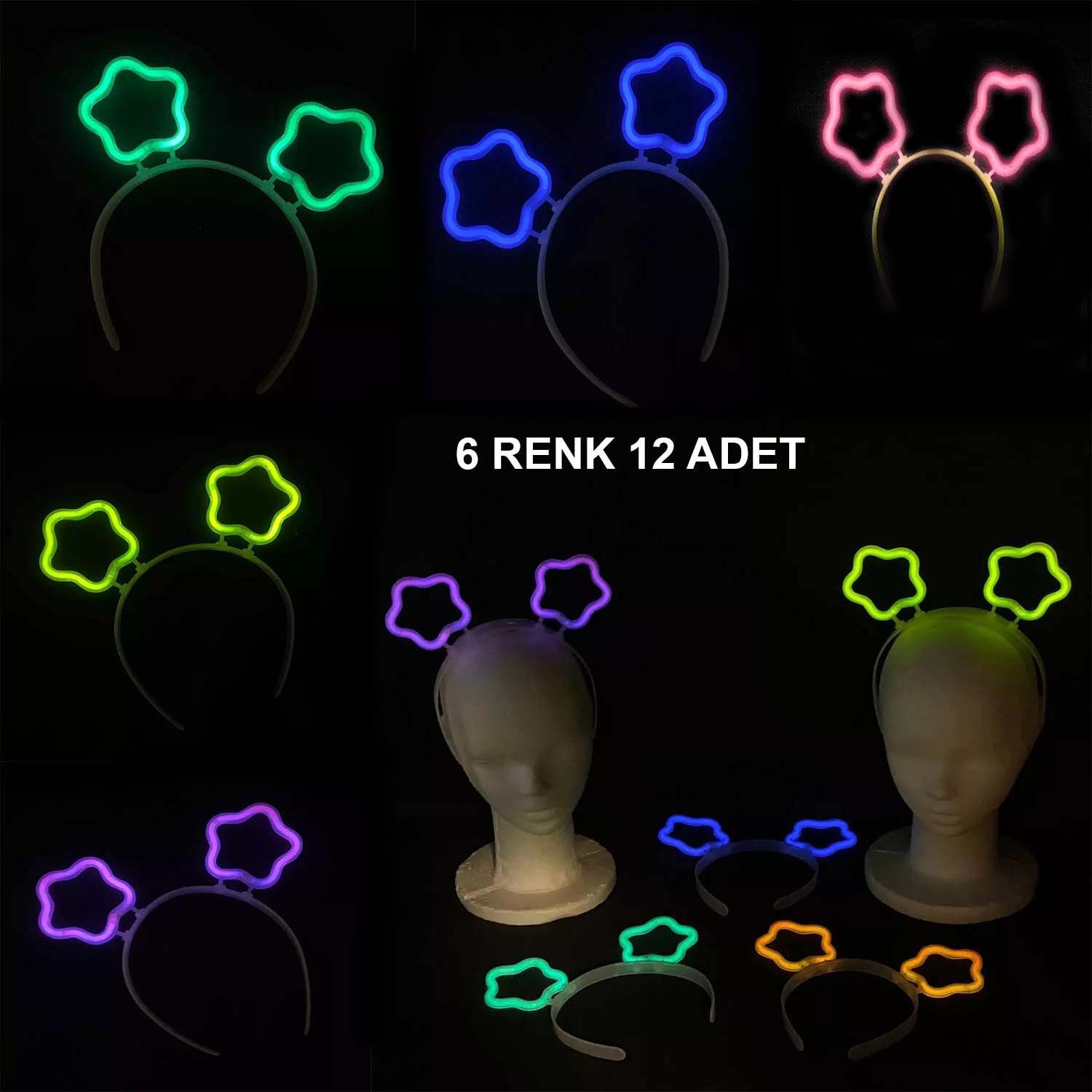 Glow Stick Karanlıkta Yanan Fosforlu Yıldız Taç 12 Adet Şık Tasarımlı Fonksiyonel Ürün