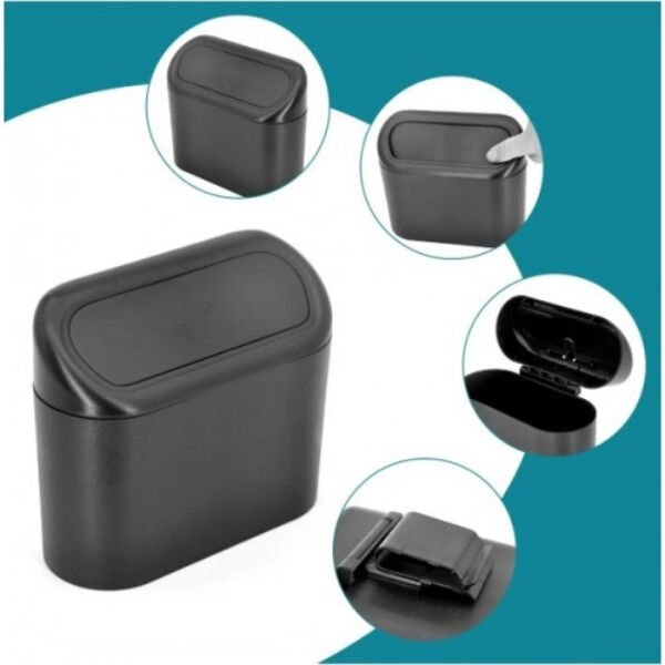 Araba Çöp Kutusu Kapaklı Organize Siyah Renk Şık Tasarımlı Fonksiyonel Ürün