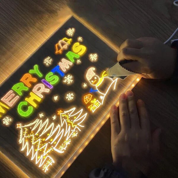 LED Aydınlatmalı Yazı ve Çizim Tahtası - Büyük Boy 30x20 cm Şık Tasarımlı Fonksiyonel Ürün