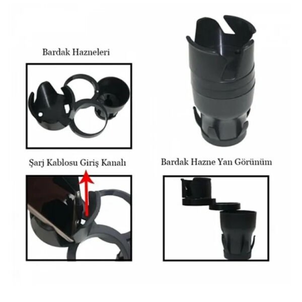 Ayarlanabilir Araç İçi Çoklu Bardak Tutacağı Şık Tasarımlı Fonksiyonel Ürün