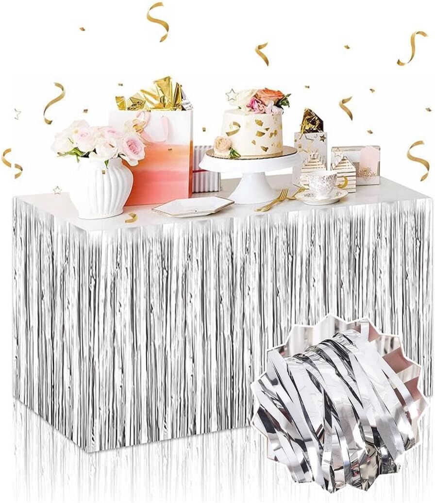 Gümüş Metalize Masa Eteği Şık Tasarımlı Fonksiyonel Ürün