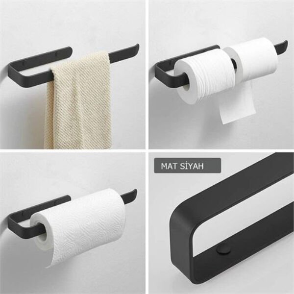 Metal Mat Siyah Havluluk Şık Tasarımlı Fonksiyonel Ürün