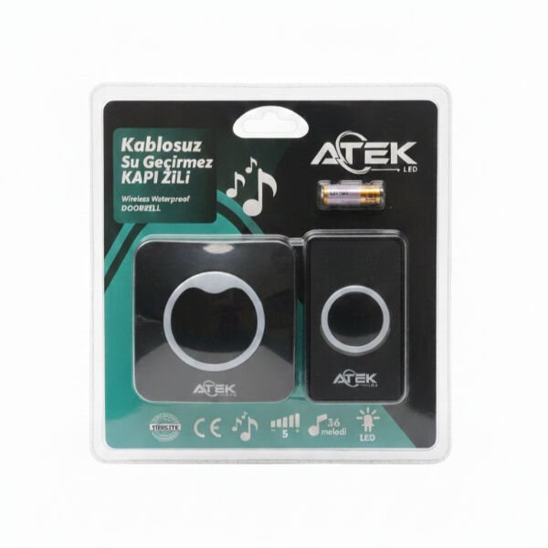 Siyah Kablosuz Su Geçirmez Kapı Zili