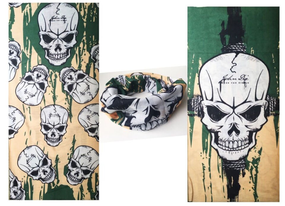 Haki Kuru Kafa Baskılı Buff Bandana 25x48 cm Şık Tasarımlı Fonksiyonel Ürün