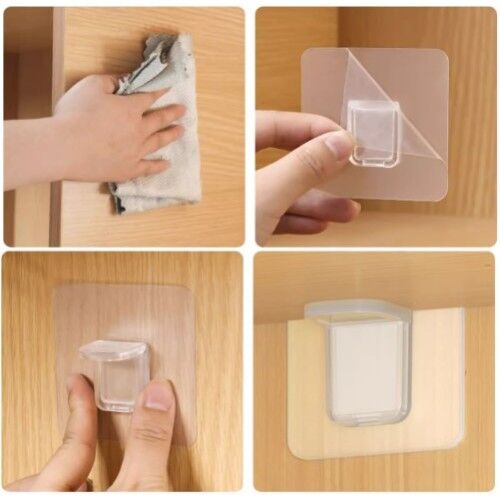 Yapışkanlı Raf Tutucu Seti 4 Adet Şık Tasarımlı Fonksiyonel Ürün