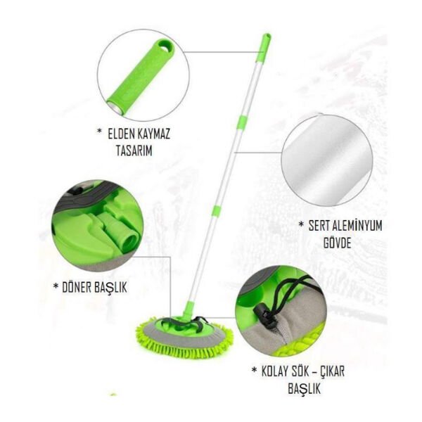 Yedek Bezli Mikrofiber Araba Yıkama Fırçası Şık Tasarımlı Fonksiyonel Ürün