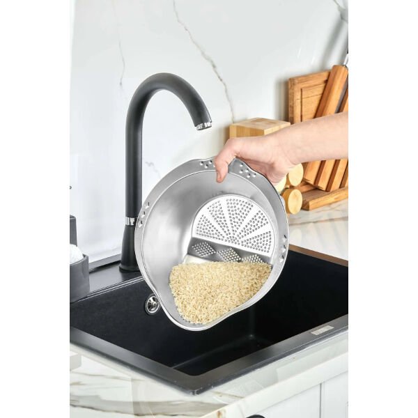 Paslanmaz Çelik Pirinç Süzgeci Şık Tasarımlı Fonksiyonel Ürün