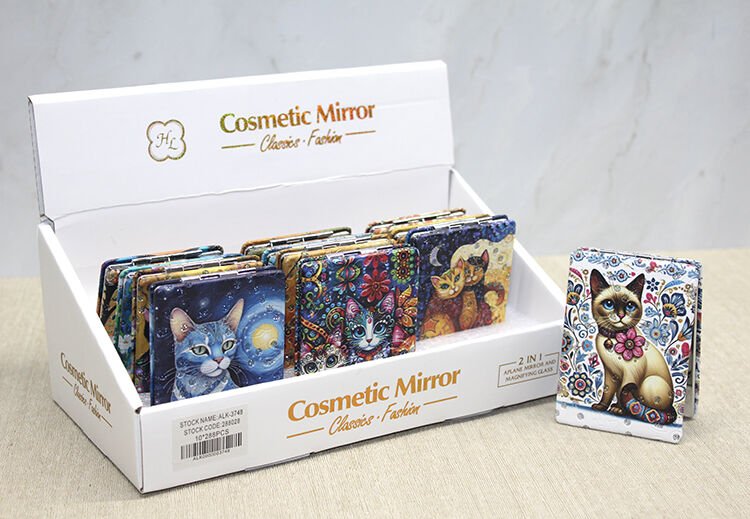 Kedi Taşlı El Aynası Dikdörtgen İnce Şık Tasarımlı Fonksiyonel Ürün