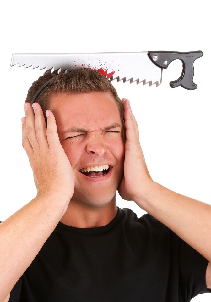 Kafaya Saplanmış Halloween Kanlı Testere Şaka Tacı Şık Tasarımlı Fonksiyonel Ürün