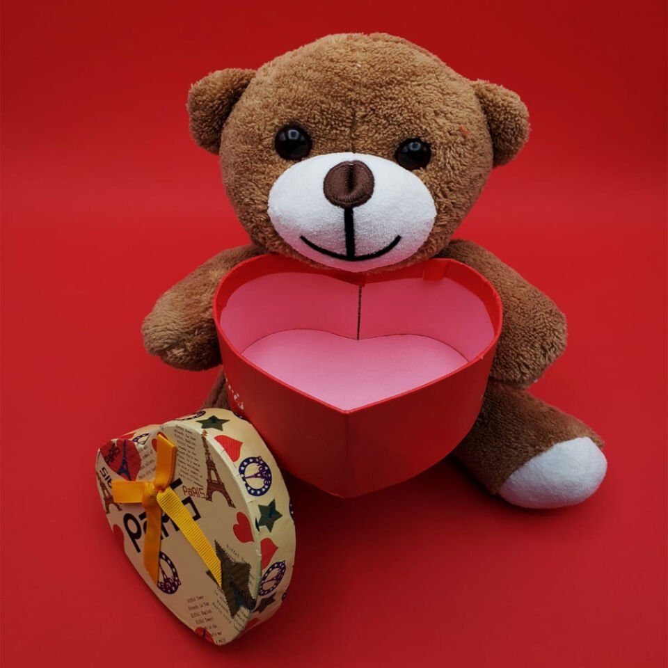 Hediyelik Kahverengi Kutulu Ayıcık Şık Tasarımlı Fonksiyonel Ürün