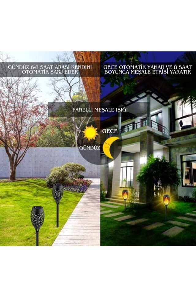 Solar Alev Efektli Bahçe Lambası Şık Tasarımlı Fonksiyonel Ürün