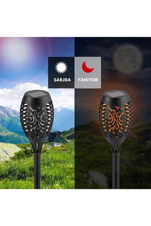Solar Alev Efektli Bahçe Lambası Şık Tasarımlı Fonksiyonel Ürün