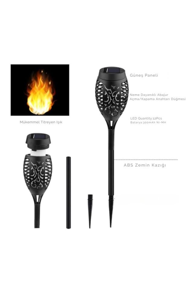 Solar Alev Efektli Bahçe Lambası Şık Tasarımlı Fonksiyonel Ürün