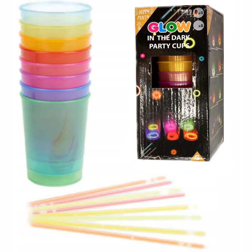 Karanlıkta Yanan Mega Glow Bardaklar 8 Adet Şık Tasarımlı Fonksiyonel Ürün