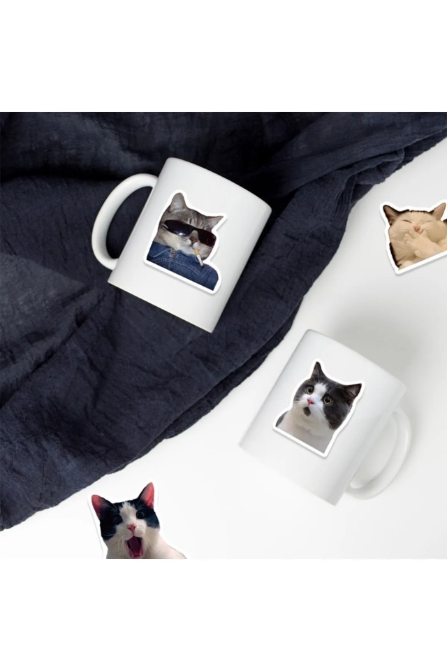 Çılgın Kediler Macbook Notebook Tablet Telefon Ajanda Laptop Defter Sticker Seti Şık Tasarımlı Fonksiyonel Ürün