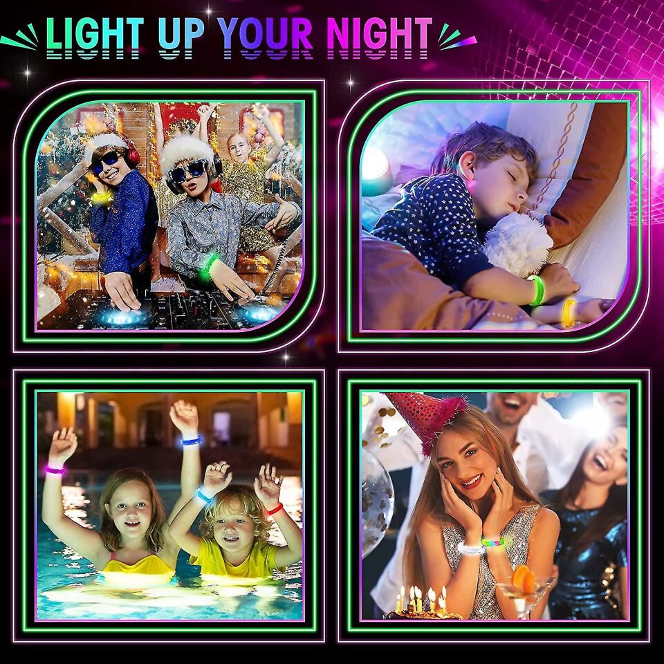 Led Işıklı Pilli Rengarenk Kalın Bileklik Karışık Renk 1 Adet