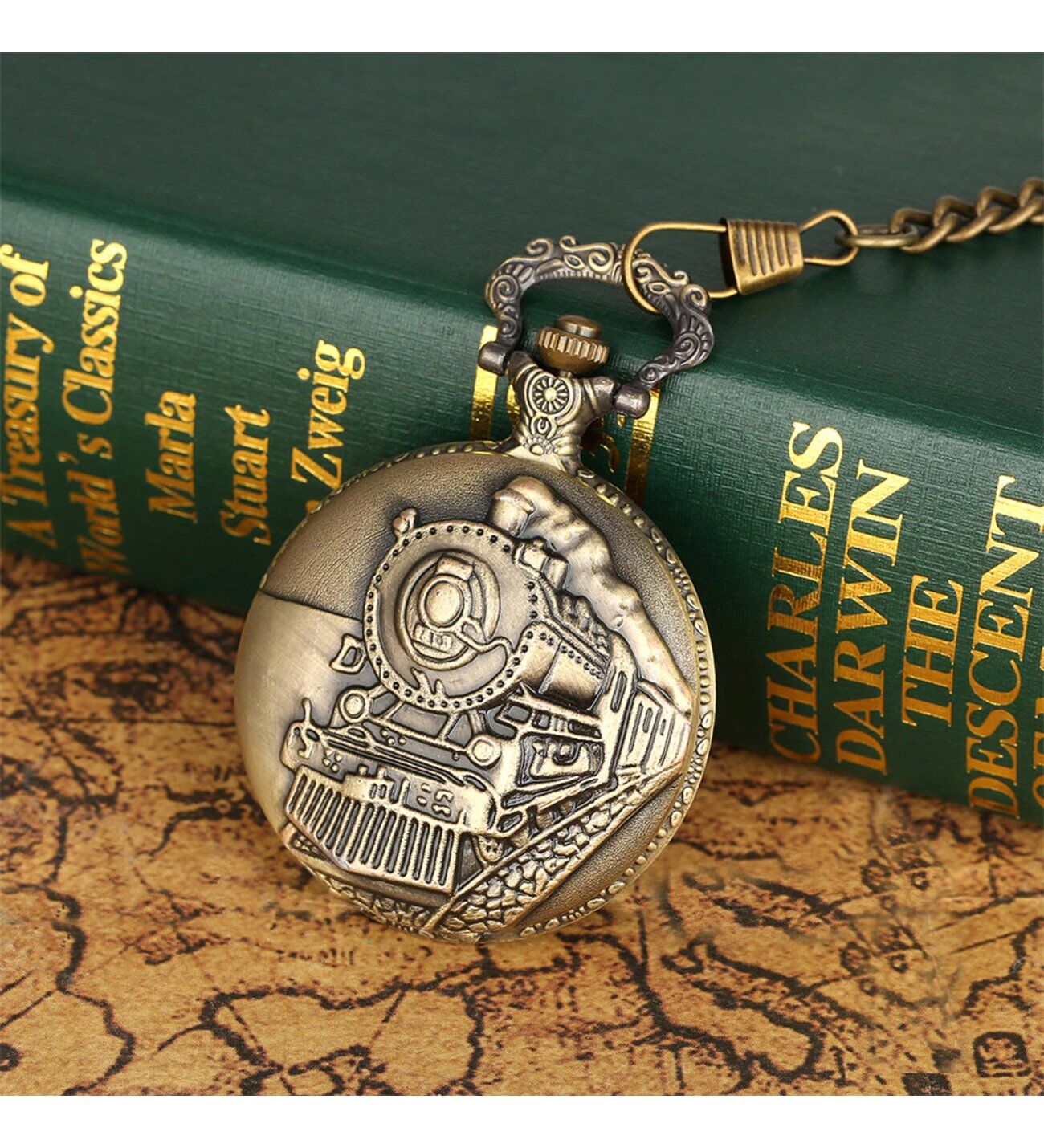 Tren Temalı Köstekli Saat Şık Tasarımlı Fonksiyonel Ürün