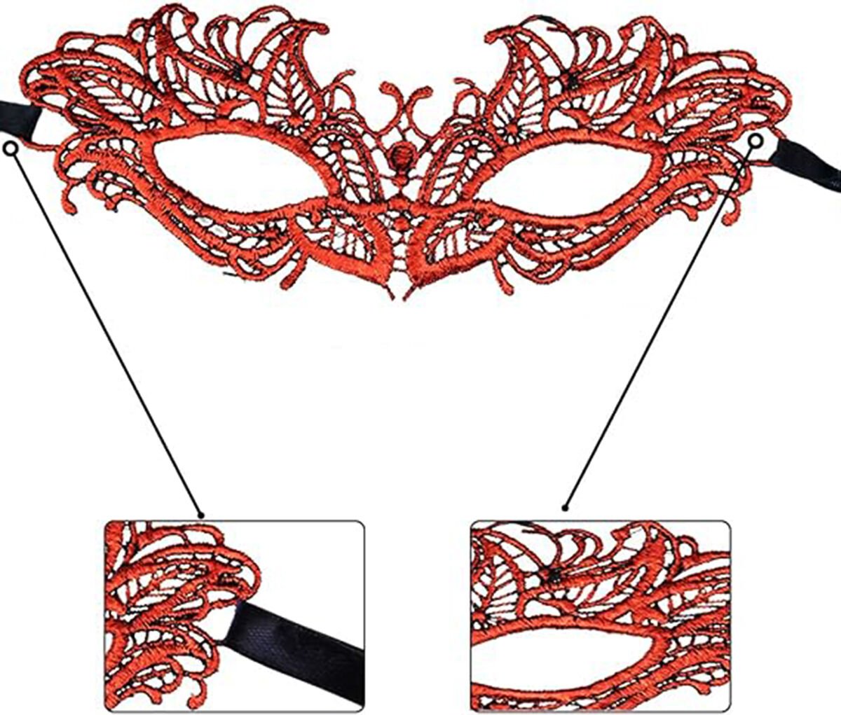 Kırmızı Dantel Masquerade Maskesi 5 No Şık Tasarımlı Fonksiyonel Ürün