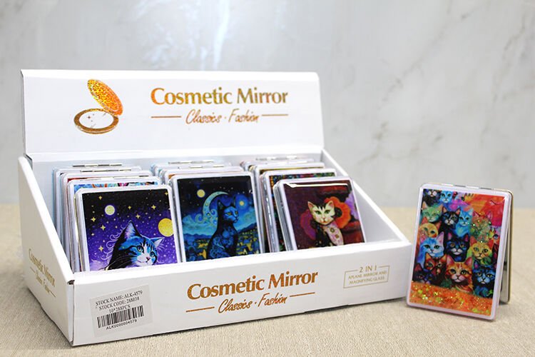 Hareketli Sulu Detaylı Kedi Figürlü El Aynası Şık Tasarımlı Fonksiyonel Ürün