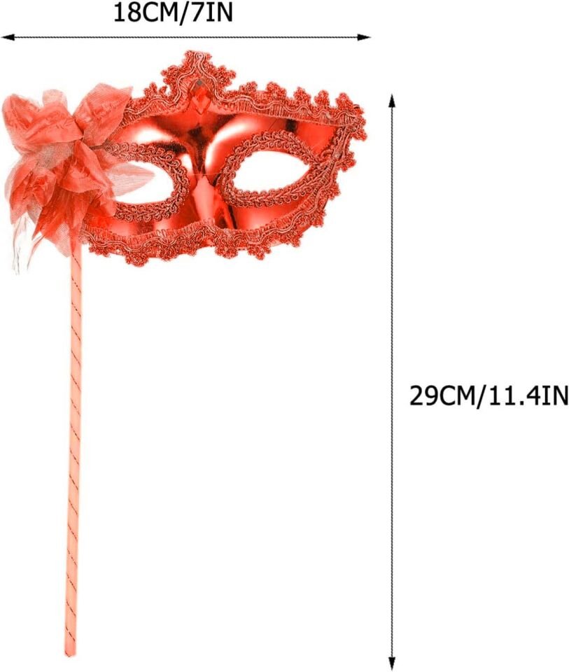 Kırmızı Işıltılı Tutmalı Fotoğraf Çekimi Maskesi Şık Tasarımlı Fonksiyonel Ürün