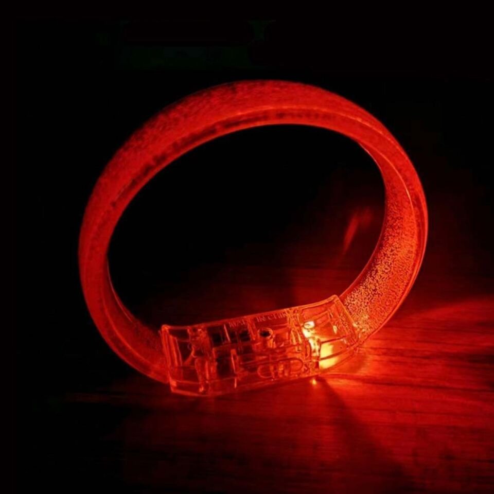 Kırmızı Led Işıklı Baskı Yapılabilen Pilli Bileklik Bilezik 1,5 cm Genişlik Şık Tasarımlı Fonksiyonel Ürün