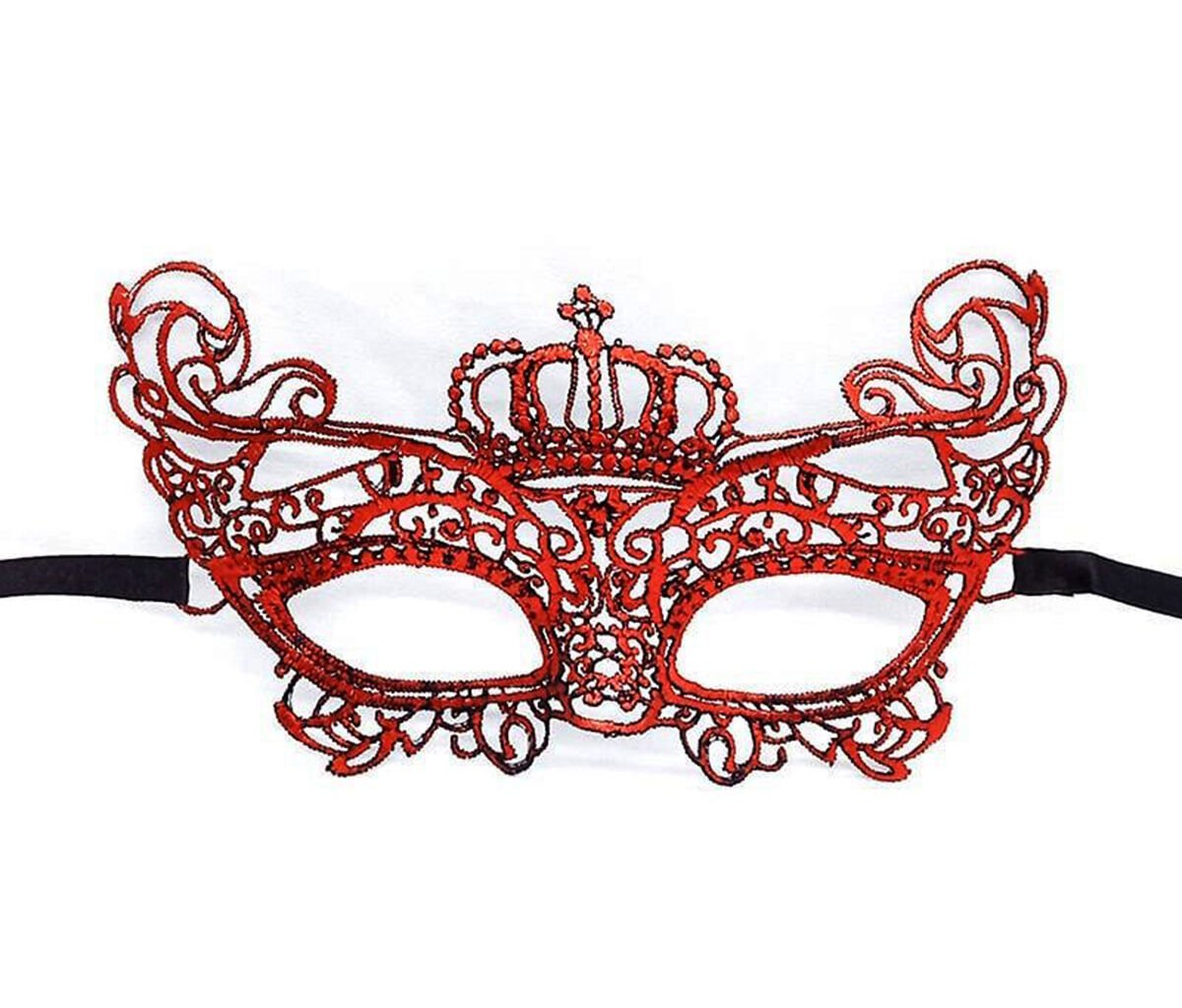 Kırmızı Renk Dantel Örgü İşlemeli Parti Maskesi Model 2 Şık Tasarımlı Fonksiyonel Ürün