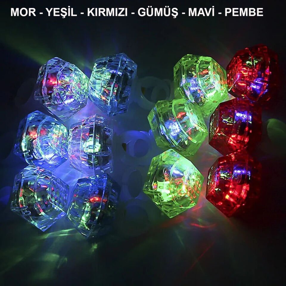 6'lı Kristal LED Parti Yüzük Seti Şık Tasarımlı Fonksiyonel Ürün