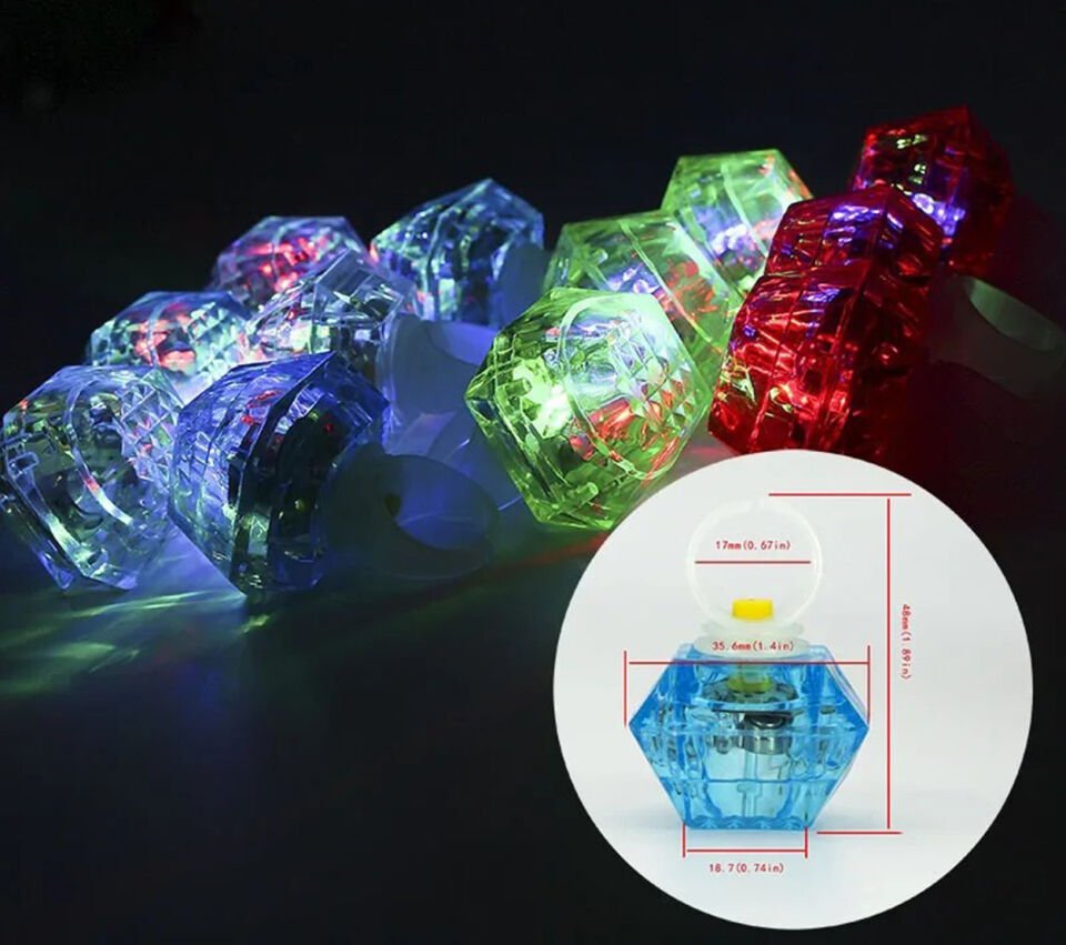 6'lı Kristal LED Parti Yüzük Seti Şık Tasarımlı Fonksiyonel Ürün