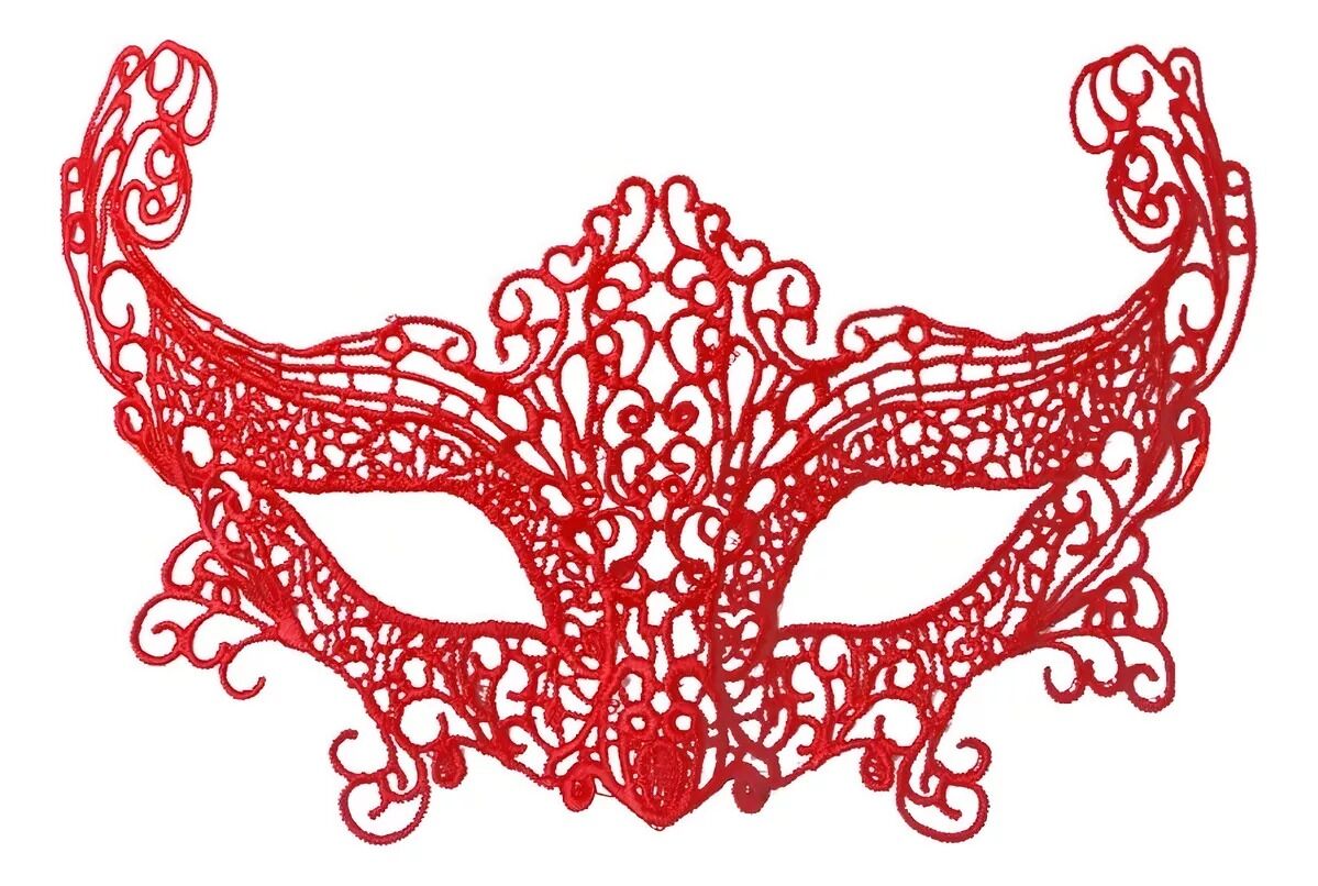Kırmızı Renk Dantel Örgü İşlemeli Parti Maskesi Model 3 Şık Tasarımlı Fonksiyonel Ürün