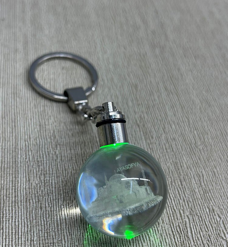 Ledli Ayasofya Tasarımı Kristal Anahtarlık Şık Tasarımlı Fonksiyonel Ürün