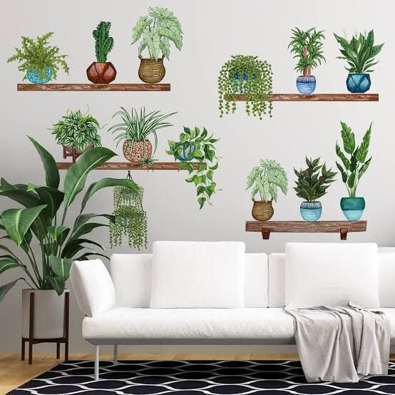 Tropikal Bitkiler Duvar Stickerı Model B Şık Tasarımlı Fonksiyonel Ürün