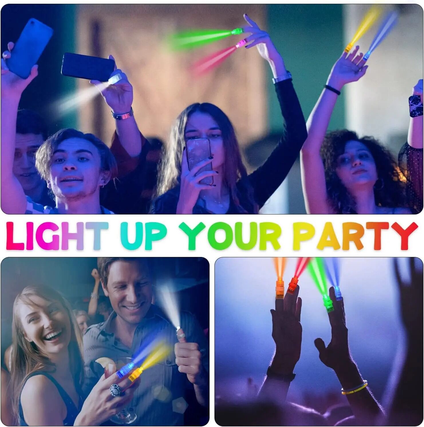 Led Işıklı Renkli Püsküllü Parmak Işığı 4 Adet