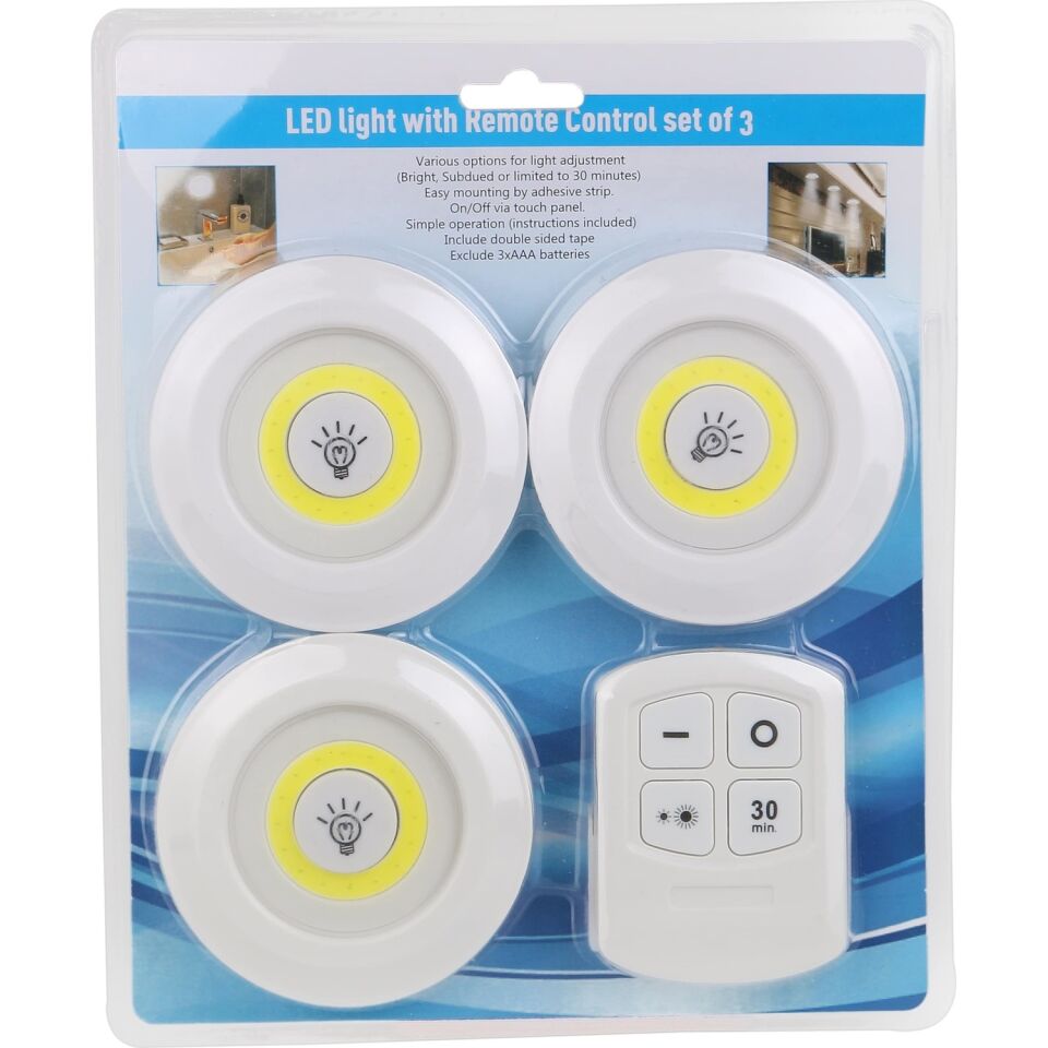 Uzaktan Kumandalı Yapışkanlı 3'lü Led Spot Lamba Şık Tasarımlı Fonksiyonel Ürün