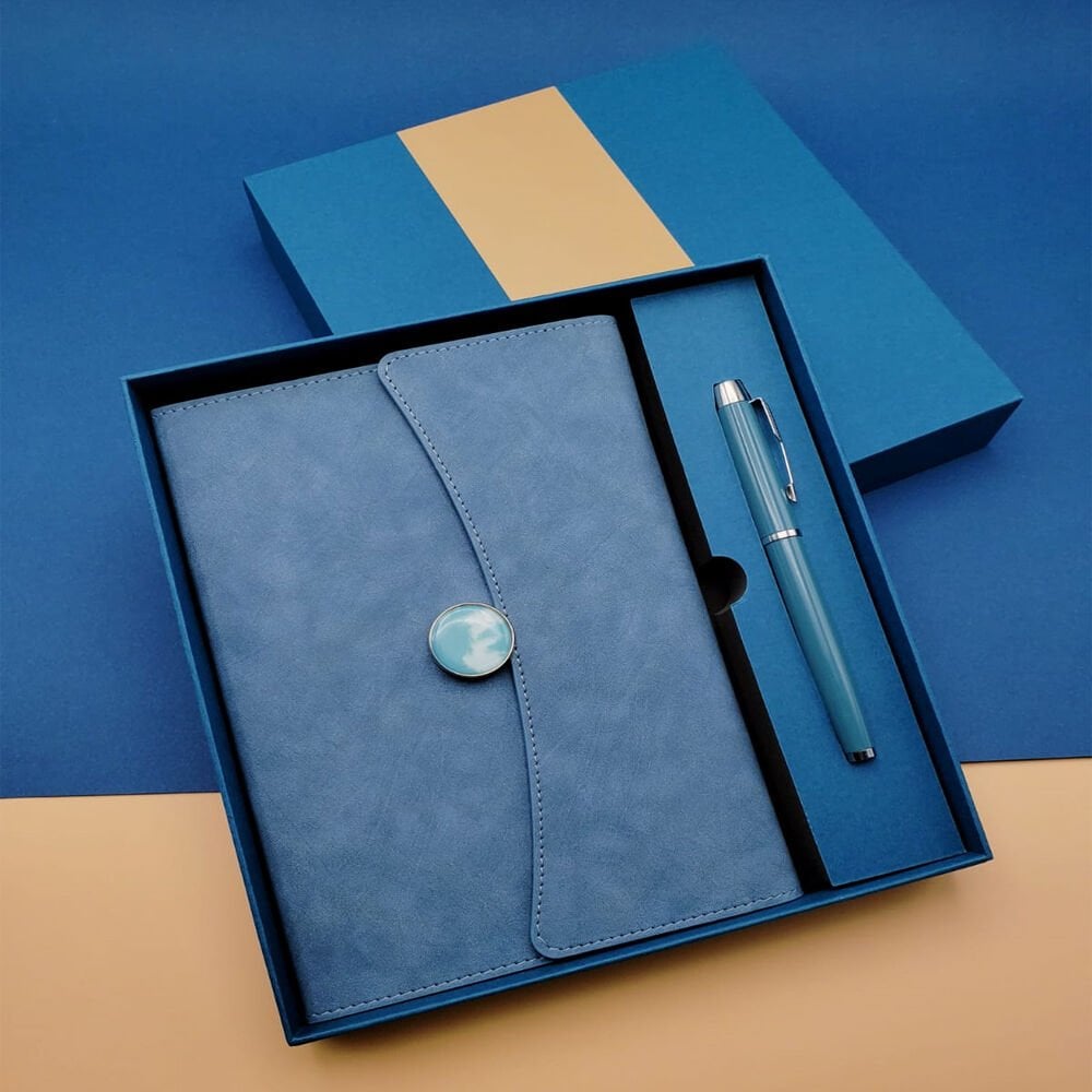 Promosyon Defter Kalem Seti Mavi Renk Şık Tasarımlı Fonksiyonel Ürün