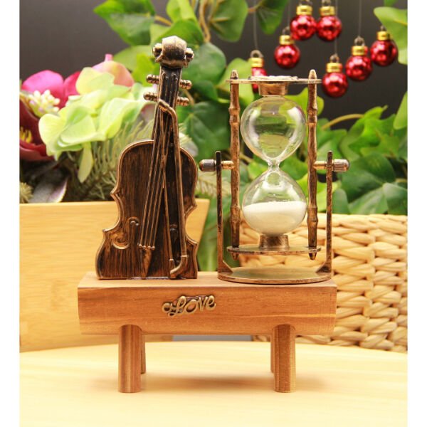Dekoratif Keman Tasarımlı Kum Saati Şık Tasarımlı Fonksiyonel Ürün