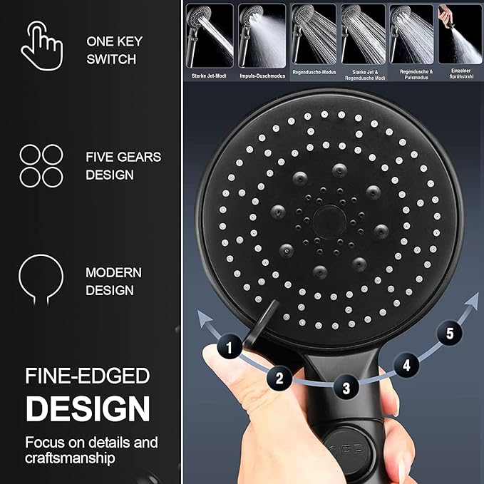 Duş Başlığı Seti 5 Mod Şık Tasarımlı Fonksiyonel Ürün