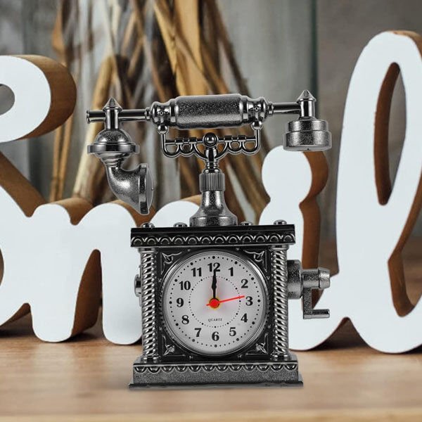 Vintage Telefon Tasarımlı Masa Saati Şık Tasarımlı Fonksiyonel Ürün