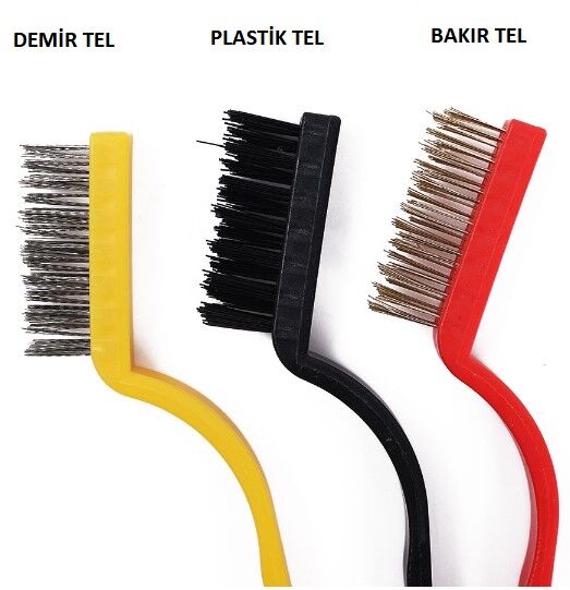 3 Parça Tel Fırça Detaylı Temizlik Seti Şık Tasarımlı Fonksiyonel Ürün