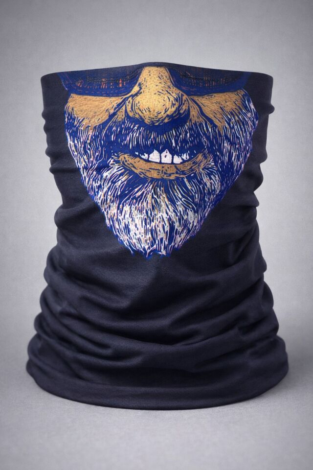 Sakallı Yüz Desenli Çok Amaçlı Buff – Yüz, Boyun Maskesi ve Bandana No 1