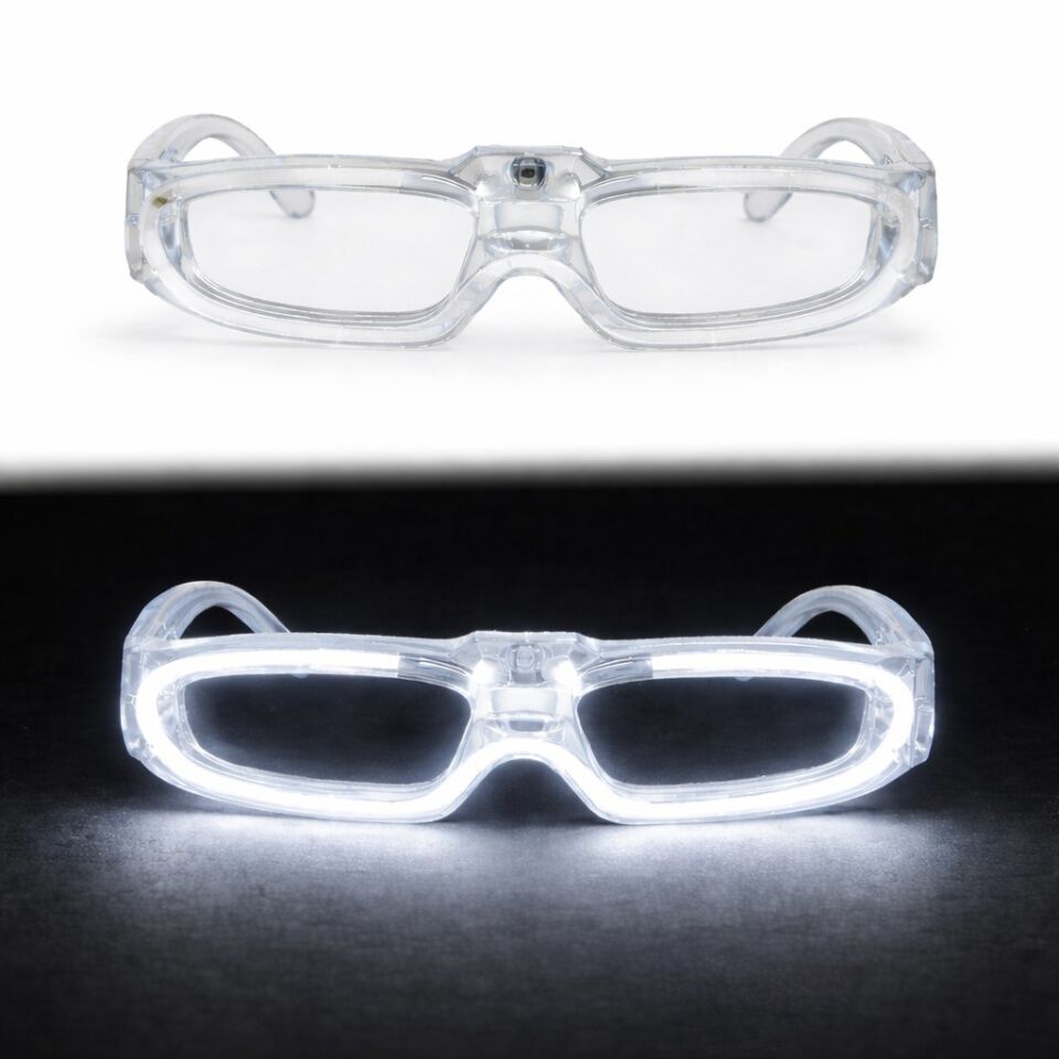 Beyaz LED Işıklı Parti Gözlüğü - 3 Modlu