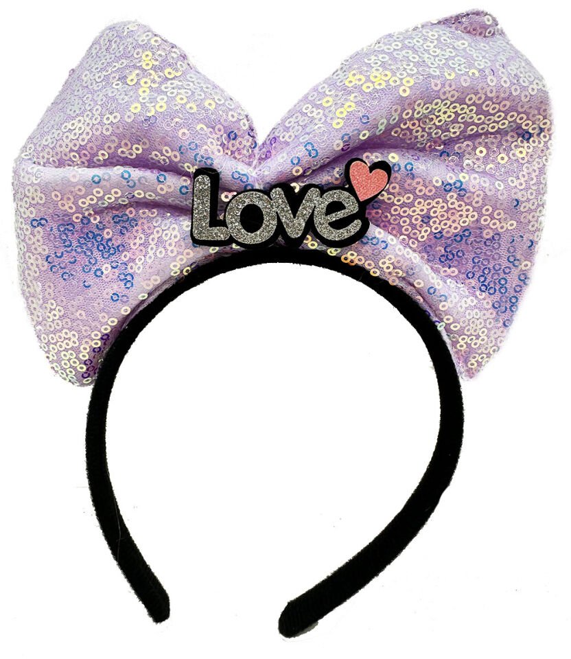 Led Işıklı Gümüş Love Yazılı Lila Fiyonk Taç Şık Tasarımlı Fonksiyonel Ürün