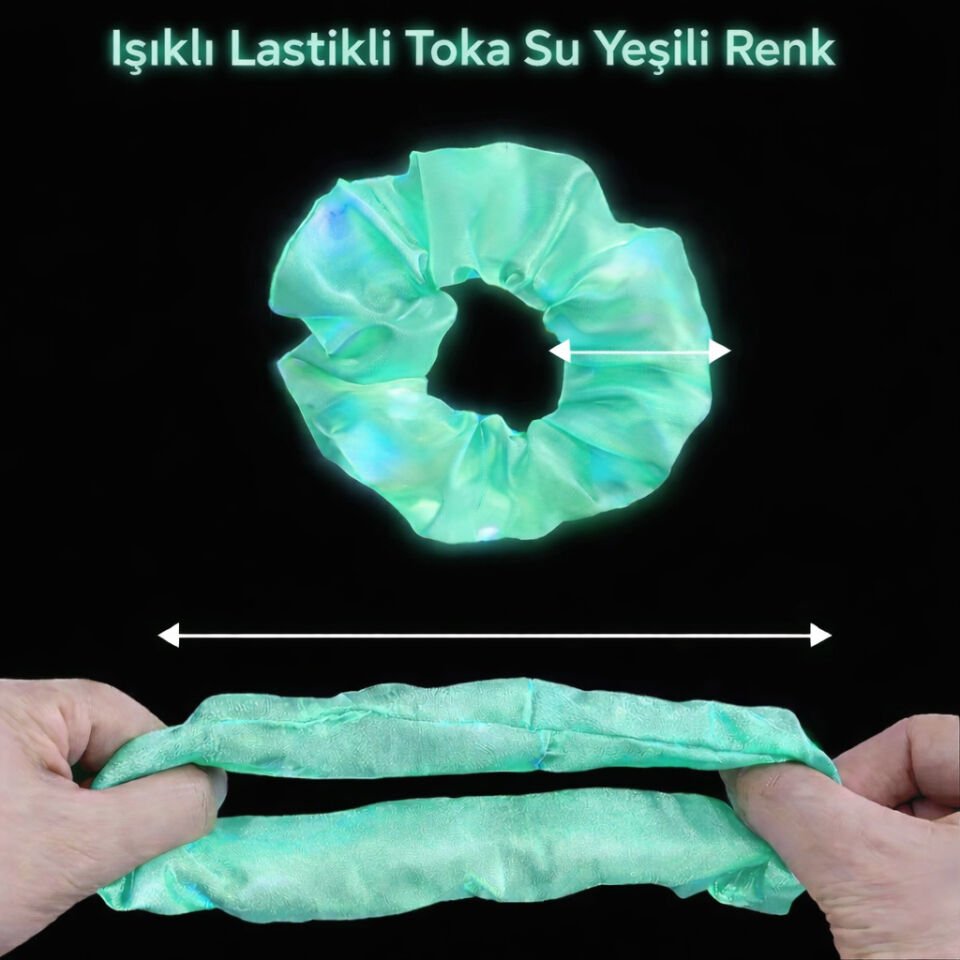 Mint Yeşili Renk LED Işıklı Lastikli Saç Tokası - 3 Modlu