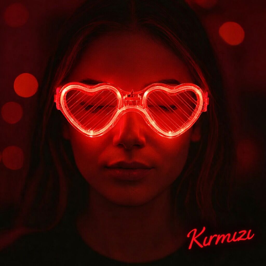 Kırmızı LED Işıklı Kalp Gözlük – 3 Modlu