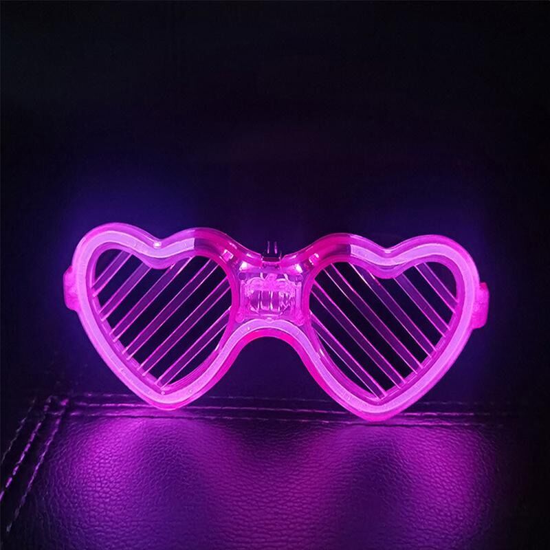 Pembe LED Işıklı Kalp Gözlük – 3 Modlu