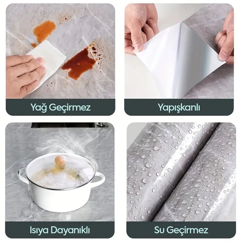 Mermer Desenli Kaplama Kağıdı 5 Metre Şık Tasarımlı Fonksiyonel Ürün