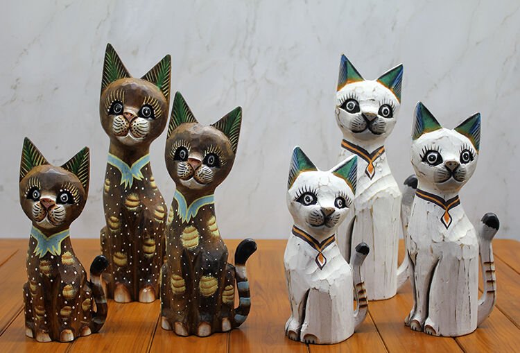 Ahşap 3'lü Kedi Seti 30 Cm Şık Tasarımlı Fonksiyonel Ürün