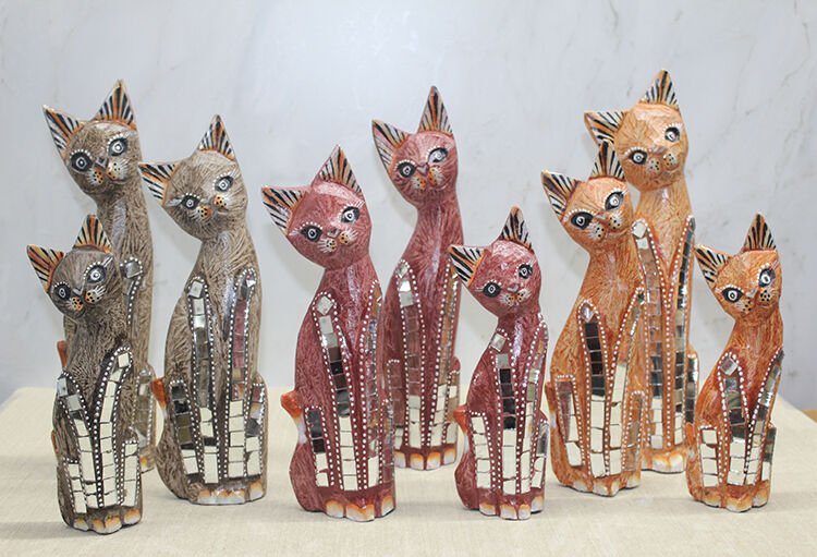 Ahşap 3'lü Kedi Seti 30 Cm Model 2 Şık Tasarımlı Fonksiyonel Ürün