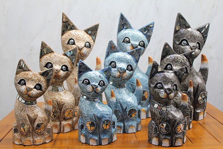 Ahşap 3'lü Kedi Seti 40 Cm Şık Tasarımlı Fonksiyonel Ürün