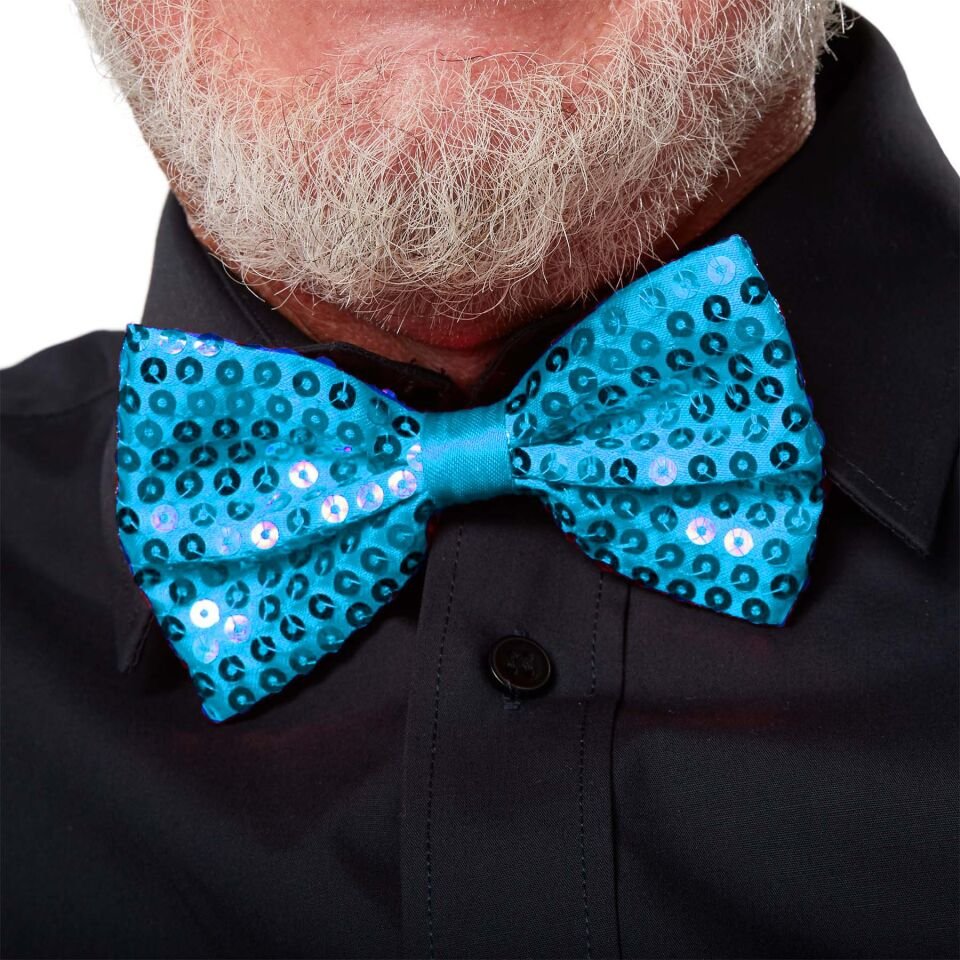 Açık Mavi Turkuaz Payetli Pullu Papyon Şık Tasarımlı Fonksiyonel Ürün